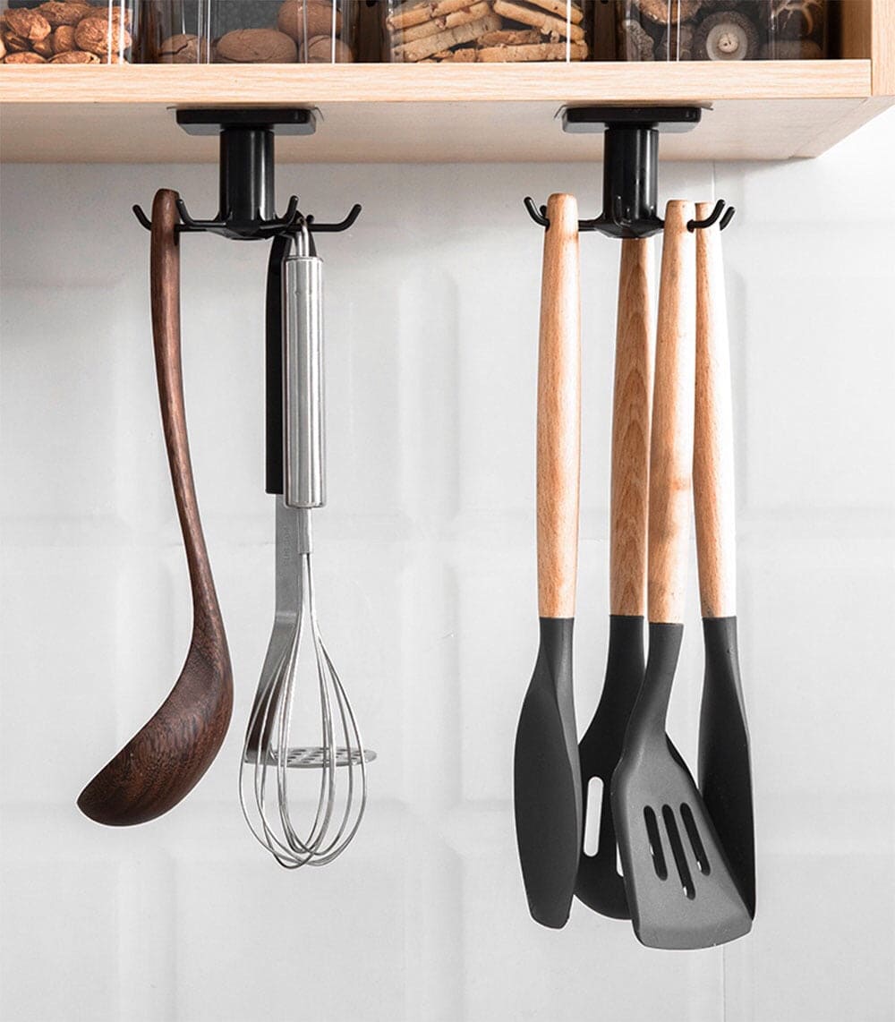 360 Degree Rotating Utensil Holder, Multipurpose Kitchen Hanging Rack, Plastic Kitchen Shelf