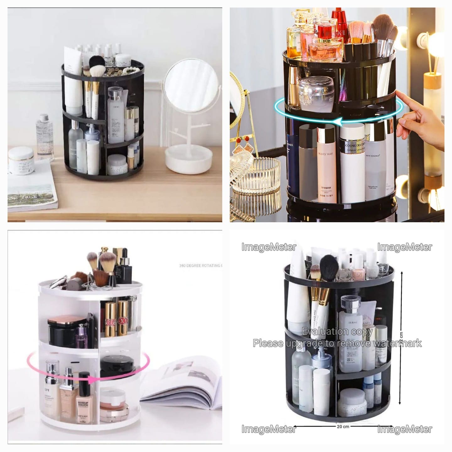 Nordic Rotating Cosmetic Organizer, Large Capacity Cosmetic Storage Rack, Multifunction Detachable Makeup Organizer, Adjustable Makeup Carousel Spinning Holder Rack,  Large Capacity Cosmetics Storage Box, Cosmetic Vanity Shelf