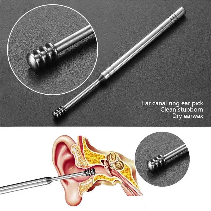 Set Of 6 Ear Pick Earwax Removal Kit, Ear Care Set, Ear Wax Removal Tool, Stainless Steel Earpick Wax Remover Piercing Kit, Earwax Collector Cleaning Ear Care Tools, Ear Wax Curette Spoon