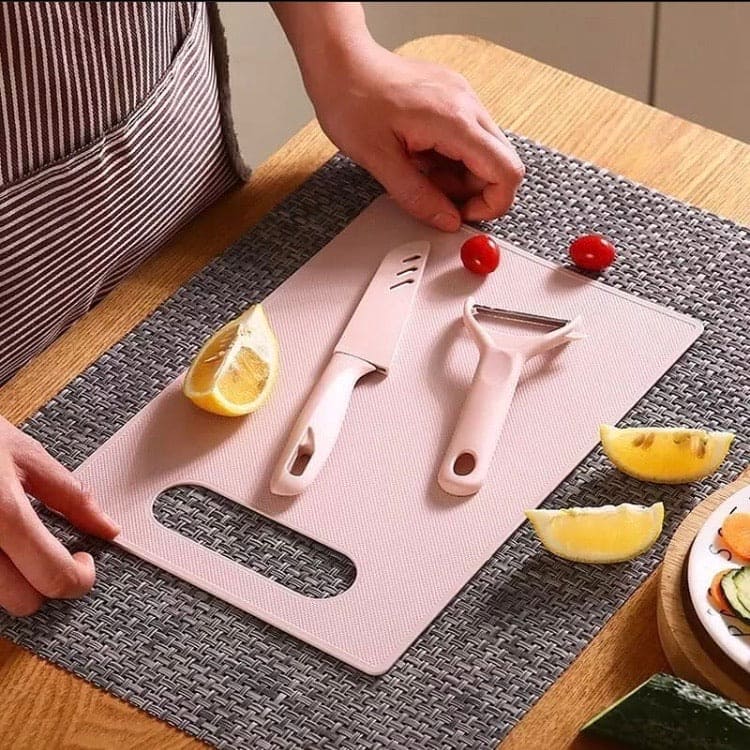 3 Pcs Nordic Cutting Board With Knife And Peeler