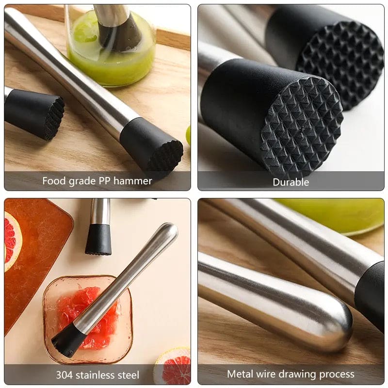 Stainless Steel Muddler, Ice Crusher Bar, Stainless Steel Cocktail Muddler Mixer, Steel Wine Mixing Stick, Cocktail Shaker Boston Bar, Home Bar Bartender Tool