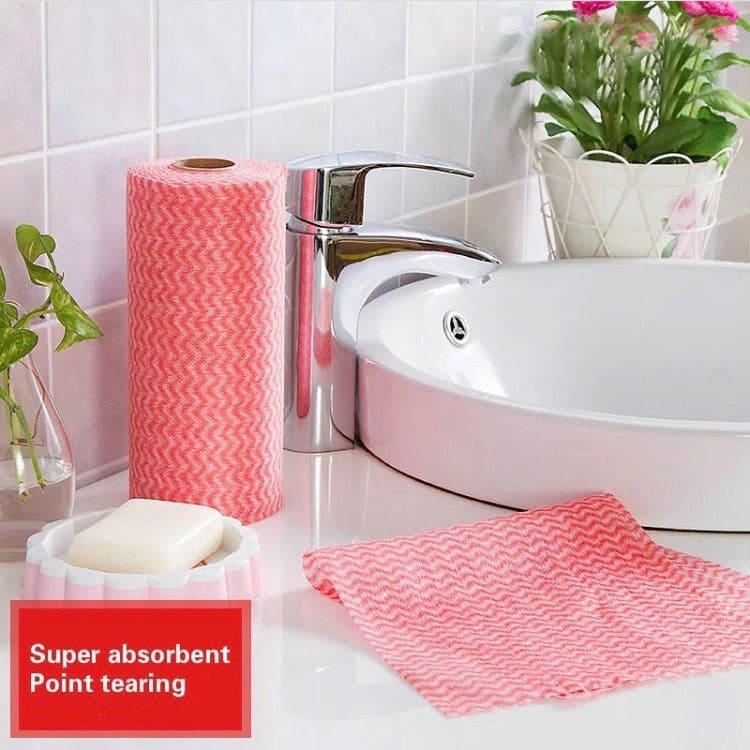 50Pcs/Roll Disposable Kitchen Dish Cloth, Kitchen Wipe Cleaning Towels, Water Absorbing Pads