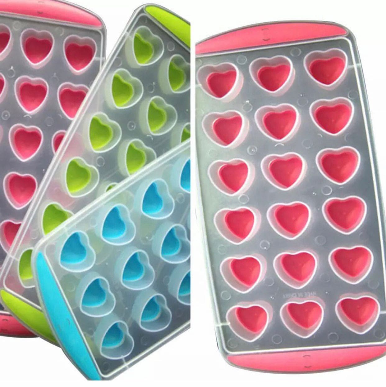 18 Grid Plastic Silicone Heart Shaped Chocolate And Ice Molds Tray, Easy-Flex Silicone Heart Mold