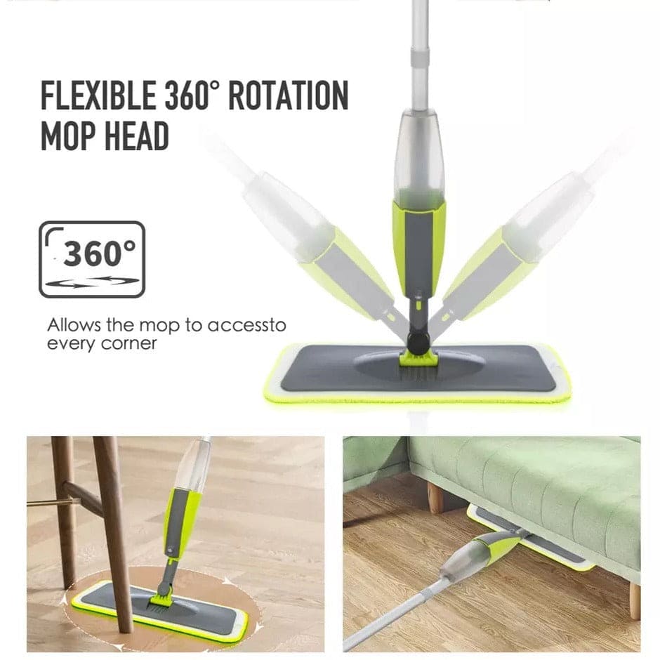 350ml Spray Mop Broom Set, Magic Mop Wooden Floor Flat Mop, Reusable Microfiber Pads Lazy Mop
