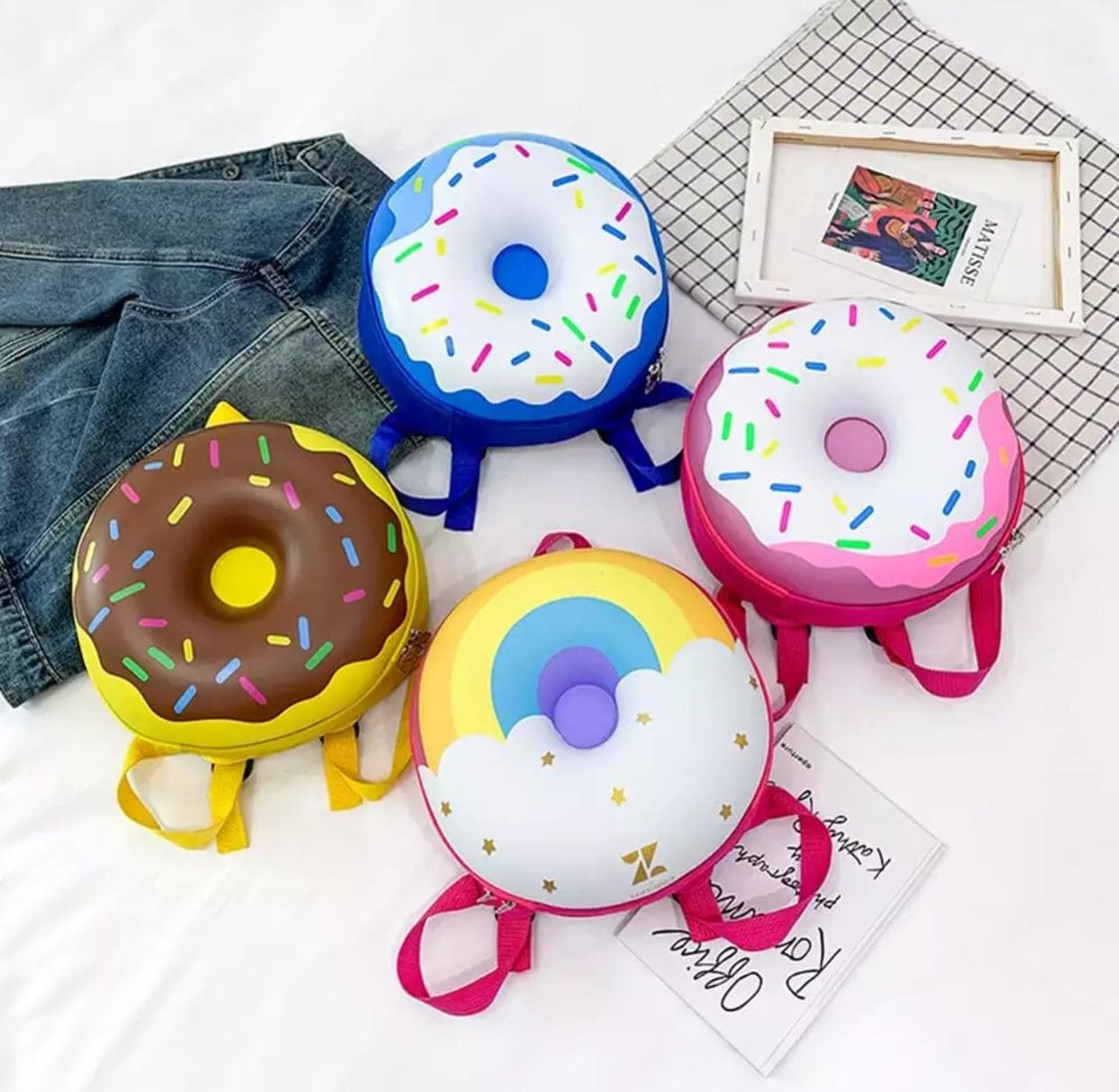 Cute Doughnut Rainbow Backpack, Kids Kindergarten School Book Bag, Cartoon Casual Students Bagpack, Elegant and Cute Toddler Backpack, Children Preschool Bag
