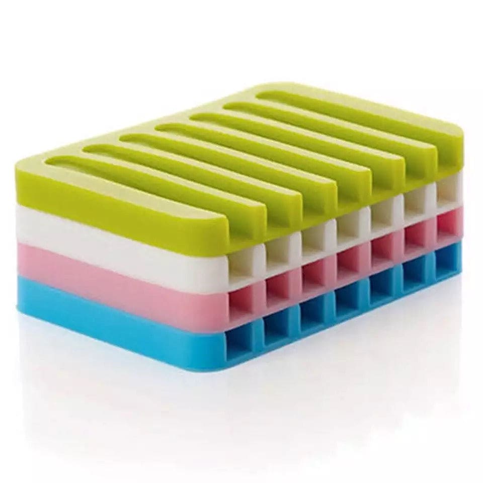 Countertop Soap Dish, Flexible Bathroom Silicone Soap Dish, Soap Pads Organizer, Water Soap Tray Stand, Non-Slip Silicone Soap Box, Drainable Soap Saver Pad for Shower Bathroom Kitchen