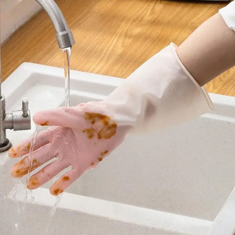 1 Pair Silicone Cleaning Gloves, Dishwashing Cleaning Gloves, Silica Gel Cleaning Gloves Scrubber, Multifunction Silicone Cleaning Gloves, Durable Scrubber Rubber Gloves, Waterblock Reusable Household Cleaning Gloves
