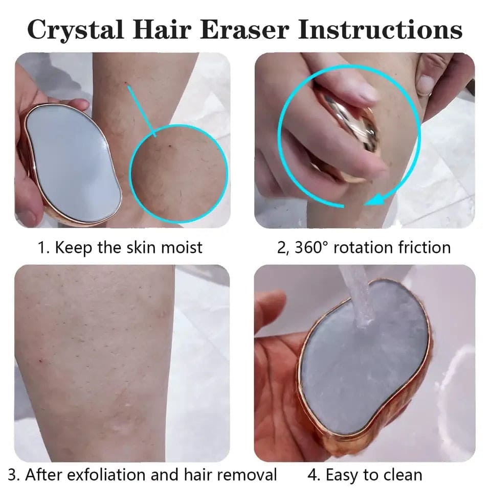 Crystal Hair Removal Device, Nano Glass Sanding Device, Crystal Physical Hair Removal Eraser, Glass Hair Remover Painless Epilator,  Easy Cleaning Reusable Body Care Depilation Tool