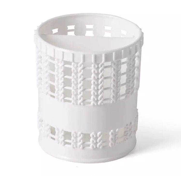 Double Grid Round Student Stationary Deskop Holder, Cosmetic Brush Storage Holder, Plastic Pen Pot, Office School Home Desk Organizer