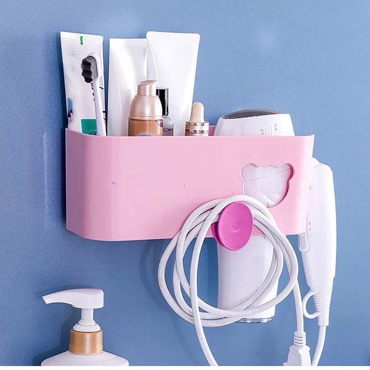 Hair Dryer Bathroom Storage Rack, Wall Mounted Blow Dryer Holder