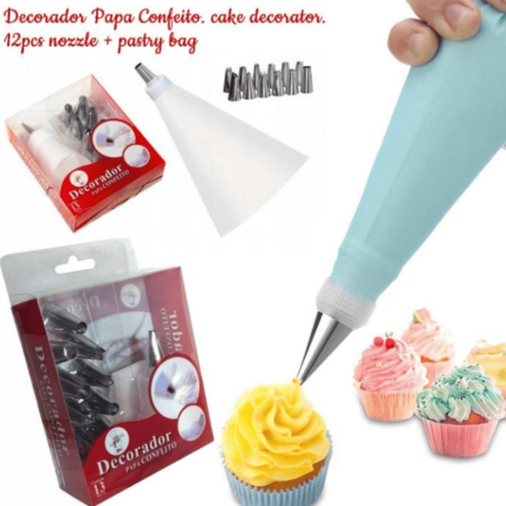 Cake Decoration Tool, Piping Bag with Stainless Steel Nozzles, Decorating Cake Nozzle
