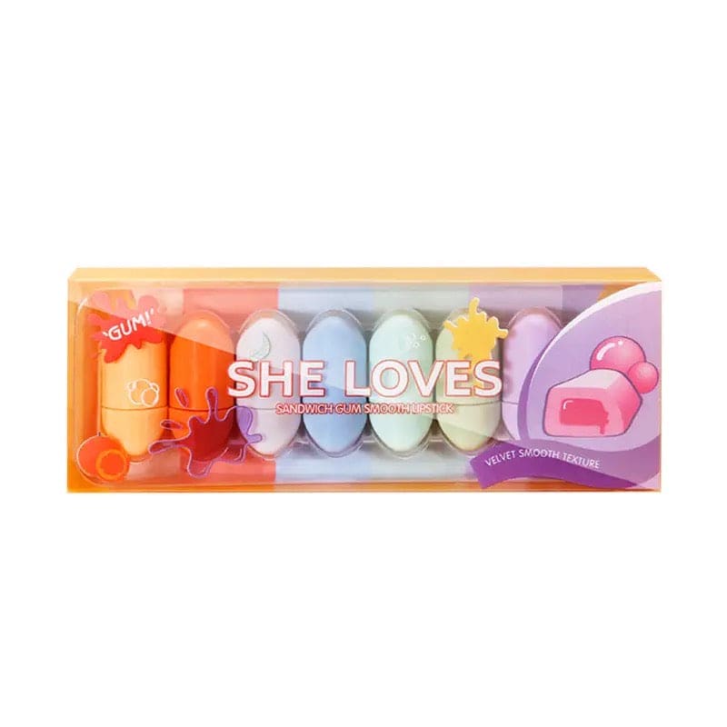 8 Colours Chewing Gum Lipstick Set, Matte Velvet Lip Gloss, Long Lasting Lip Gloss, Lipstick Makeup Cosmetic