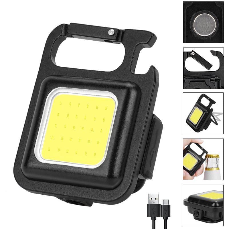 Mini Square LED Flashlight, Portable Pocket Flashlight Keychains, Rechargeable For Outdoor Camping, Emergency Lamps Work Light, Multifunction Portable Pocket Light, COB Inspection Light