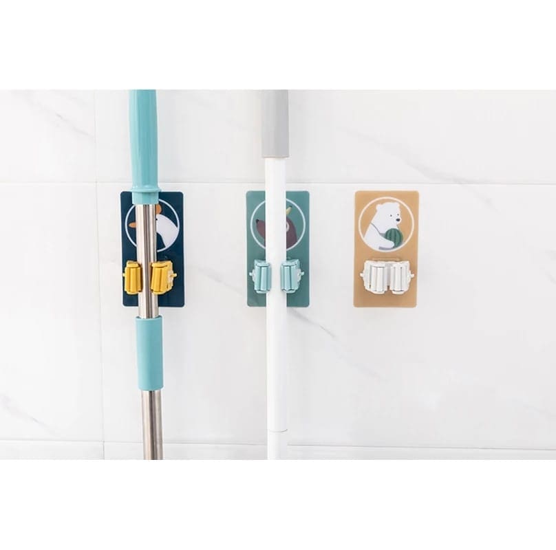 Cartoon Mop Rack, Wall Mounted Broom Holder, Toilet Brush Organizer, Mops and Broom Hanger for Bathroom