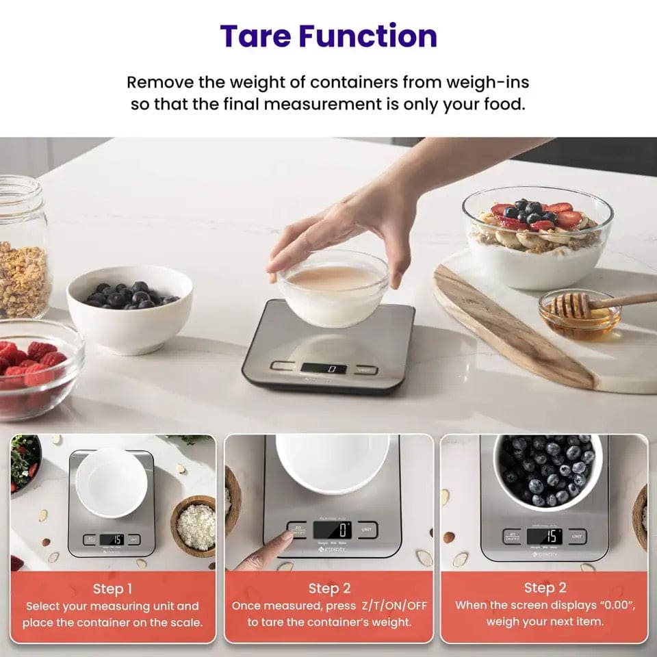 Digital Kitchen Scale, Multifunction LCD Display Kitchen Scale, Stainless Steel Measuring Scale, Rechargeable Steel Food Weighting Scale, Household Kitchen Scale, Portable Precision Scales