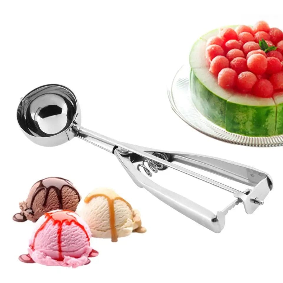 Steel Ice Cream Scoop Spoon, Stainless Steel Ice Cream Digger, Non Stick Ice Ball Maker, Dual Purpose Cream Dipper, Multifunctional Ice Cream Scoops Stack, Ice Cream Scooper With Trigger, Scoop Spoon For Ice Cream Fruit Cookie