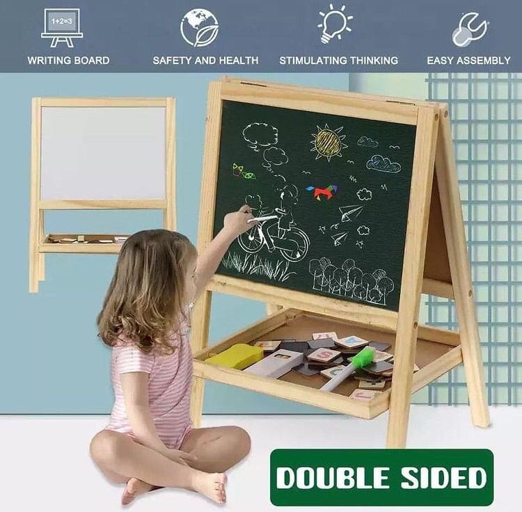 Double Sided Magnetic Writing Black & White Board, Magnetic Writing Board, Mini Wooden Writing Board