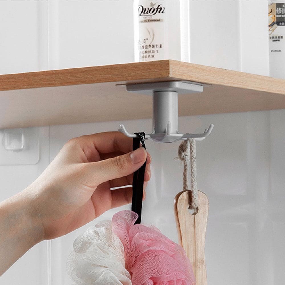 360 Degree Rotating Utensil Holder, Multipurpose Kitchen Hanging Rack, Plastic Kitchen Shelf