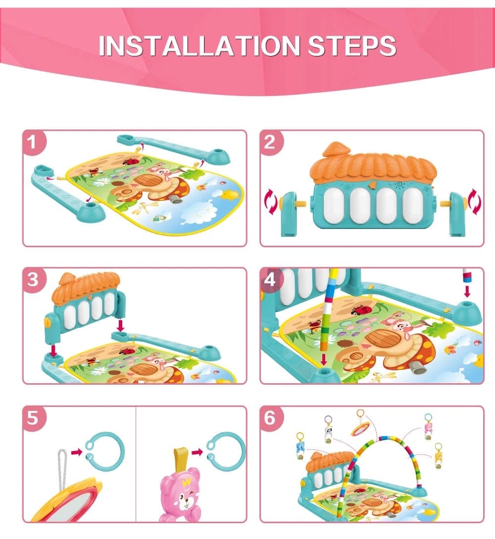 Baby Musical Play Mat, Children's Musical Play Mat, 3 in 1 Baby Play Mat, Carpet Educational Rack