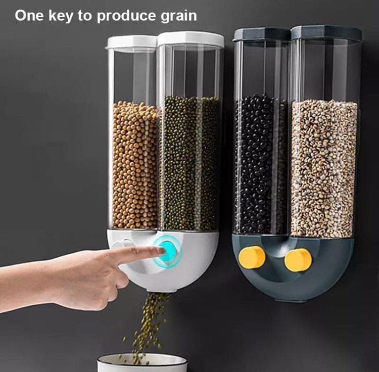 Wall Mounted Grain Dispenser, Grain And Oatmeal Storage Container, Wall-Mounted Rice Storage Box