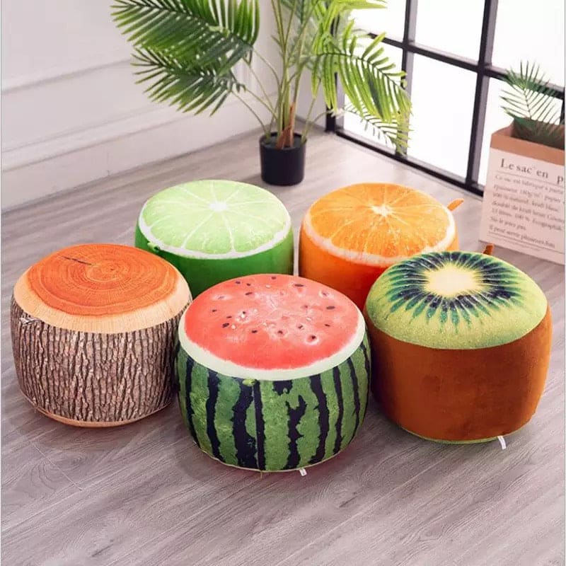 Inflatable Thicken Cotton Plush Chair, Plush 3D Fruit Inflatable Pouf Chair, Lovely Children Cushion Stools, Stuffed Cushion for Home Decor