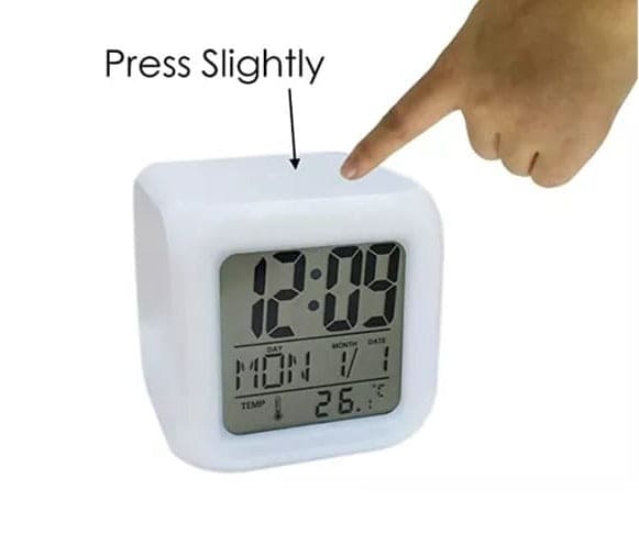 7 LED Color Changing Digital Light Alarm Clock, Thermometer Color Changing Color Electronic Clock, Alarm Clock With LED Flash Light, Cube/Round Snooze Led Alarm, Glowing Alarm Watch