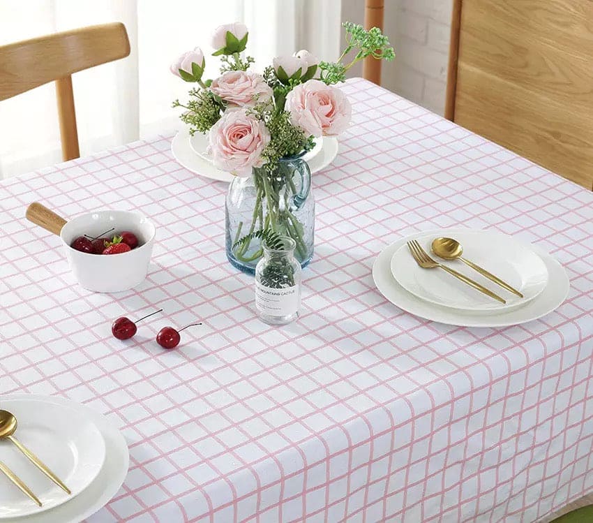 Woven Table Cloth, Waterproof Oilproof Dining Table Cloth, Kitchen Decorative Rectangular Coffee Cuisine Party Table Cover, Simple Square Pattern Table Cloth, Classic Plaid Rectangle Table Cloth For Dinning, Dinner, Party