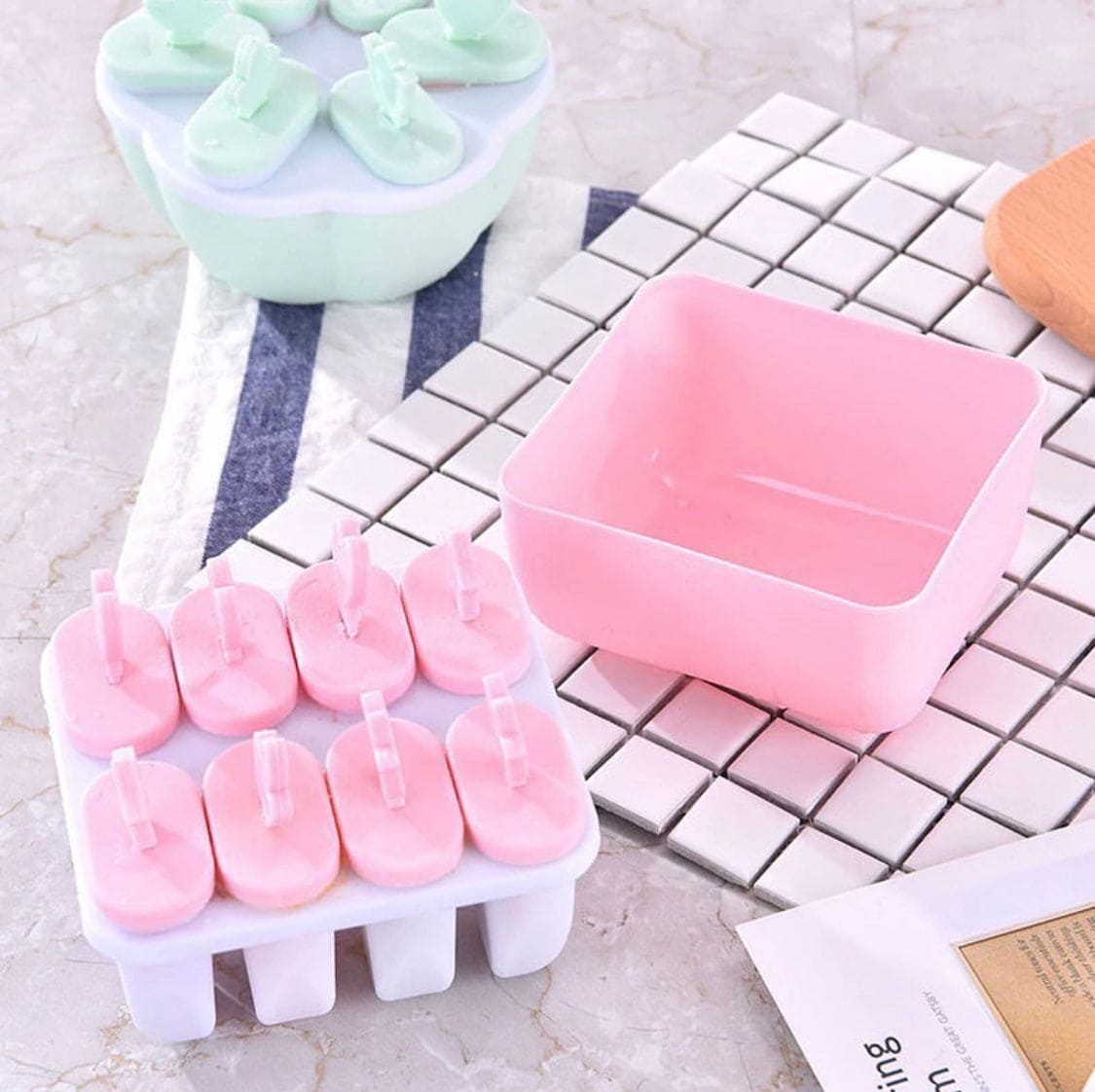 8 In 1 Silicon Icecream Molds, Popsicles Chocolate Ice Cube Tray, Food Safe Popsicles Maker, Homemade Freezer Ice Lolly Mold