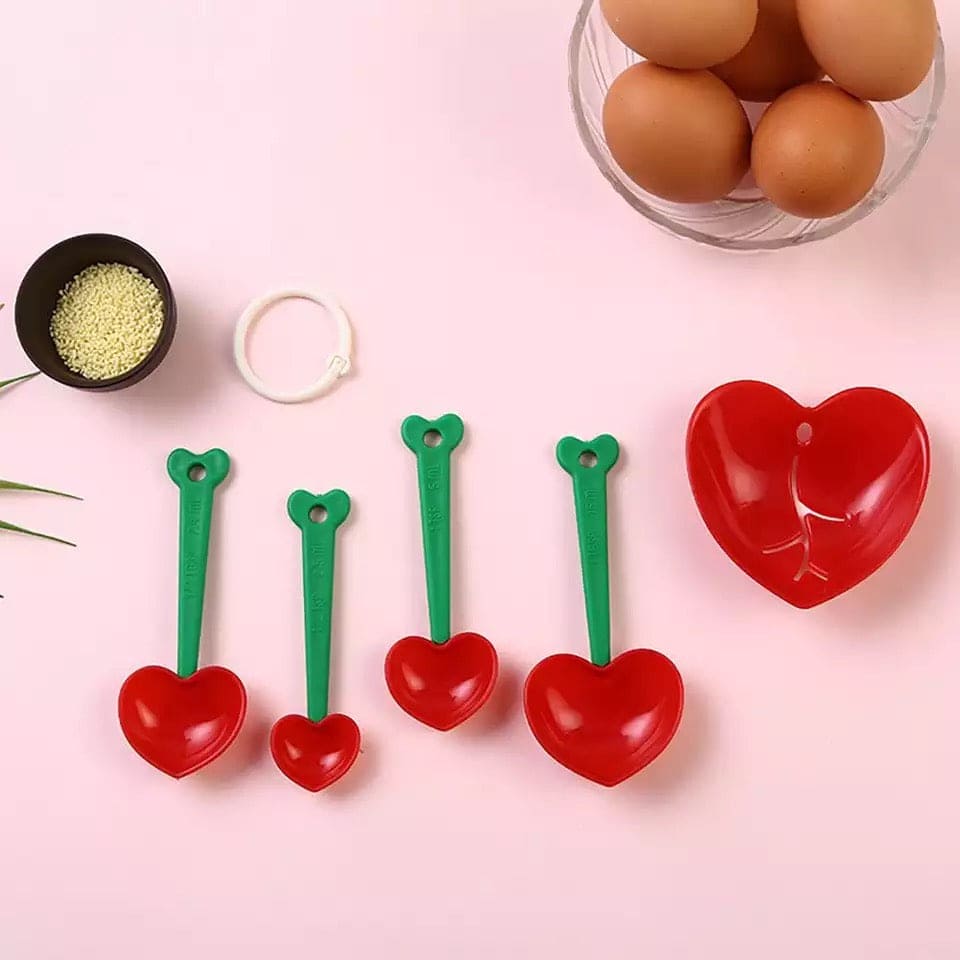 Set Of 5 Heart Measuring Spoon Set, Coffee Spoon, Egg Separator