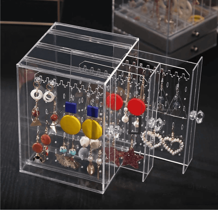 Acrylic Transparent Jewellery Organizer, Earrings Display Holder, Dust-proof Jewellery Organizer, Jewellery Storage Box Earring Display Stand