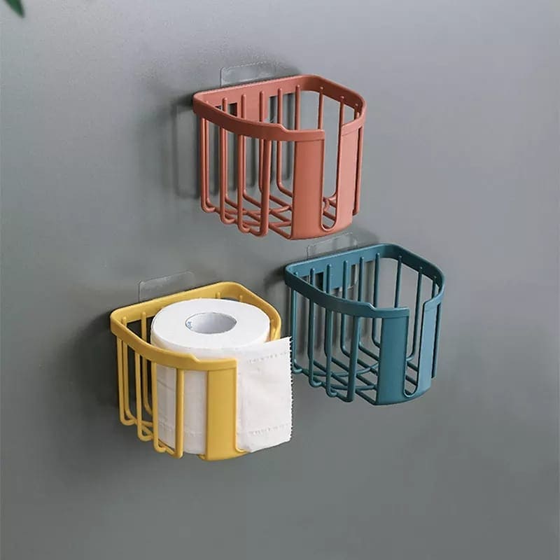 Toilet Paper Shelf, Punch-Free Toilet Paper Shelf, Bathroom Kitchen Tissue Box, Wall-Mounted Sticky Paper Storage Box, Toilet Roll Holder