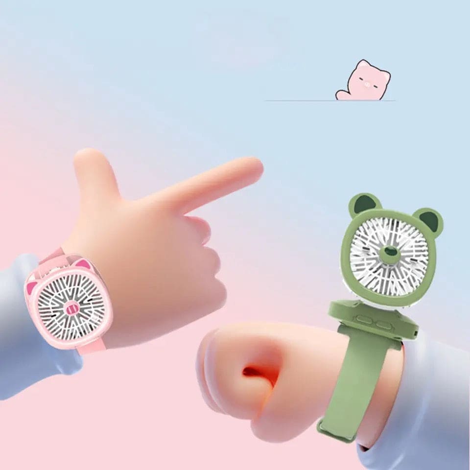 Mini Fan Cartoon Watch, Small USB Rechargeable Wrist Fan, Handheld Des ...