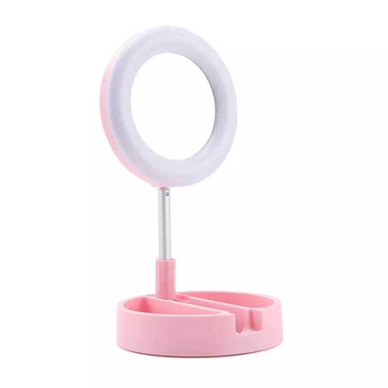 Foldable Selfie Stick Ring Light Tripod For Phone With Mirror, Mobile Live Bracket Led Light, Portable Desktop Lamp Photography Props LED For Phone, Beauty Selfie Stick With Light