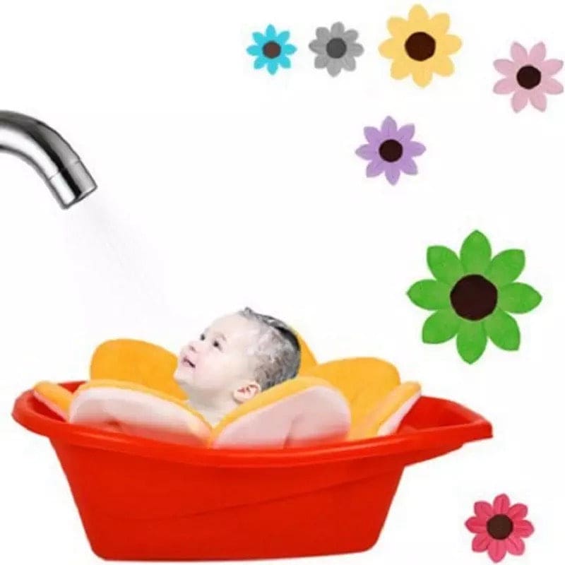 Foldable Flower Blooming Bath Tub, Baby Play Bath Sunflower Cushion Mat, Folding Non Slip Baby Bath Pad, Flower Shape Mat Sofa Seat