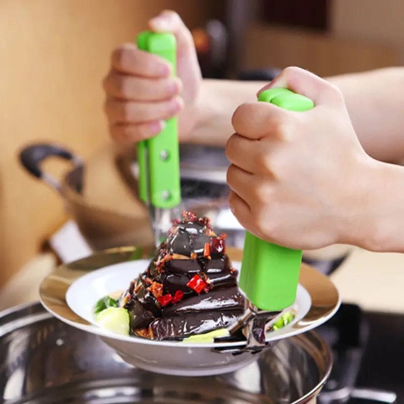 Stainless Steel Bowl Holder, Anti Hot Bowl Gripper, Silicon Handle Dish Clamp, Heat Resistant Dish Holder, Multifunction Pan Gripper, Adjustable Dish Clamp, Kitchen Insulation Tools, Steel Hot Dish Plate Bowl Clip, Anti-scald Plate Holder