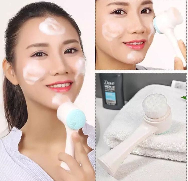 Jade Roller With Double Sided Cleansing Facial Brush Set, Jade Stone Facial Roller, Dual-Sided Face Massager, Facial Cleansing Brush