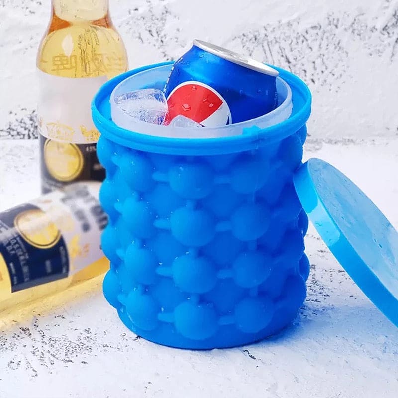 Silicone Ice Bucket, Fast Cold Ice Bucket, Space Saving Ice Genies Ice Ball Maker, Portable Silicon Ice Cube Maker