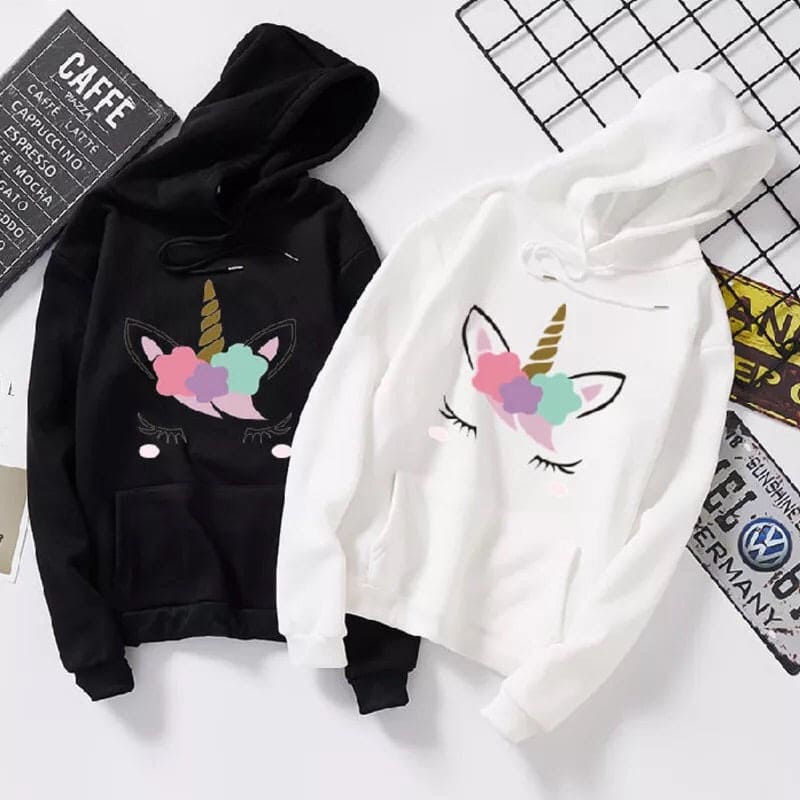 Unicorn face print hoodie