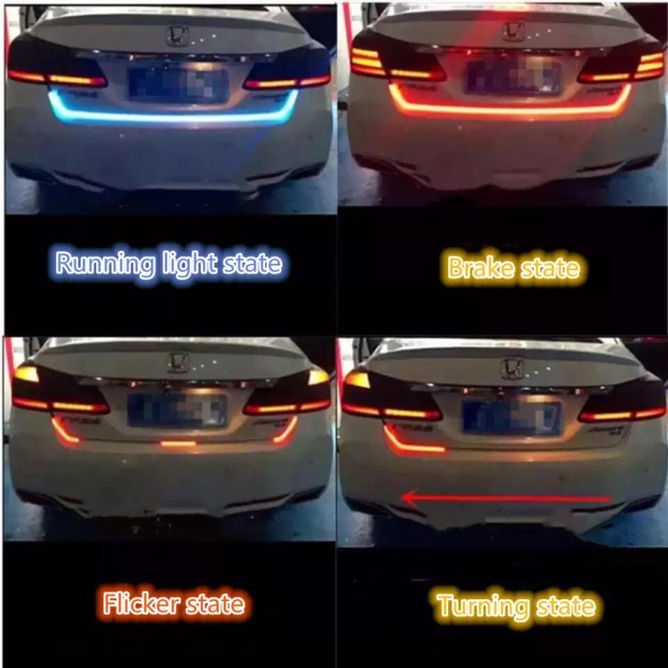 RGB Multi Color Car Signal Warning Strip Light, Car Rear Tail Box Dynamic Streamer Brake Turn Signal Led Lights