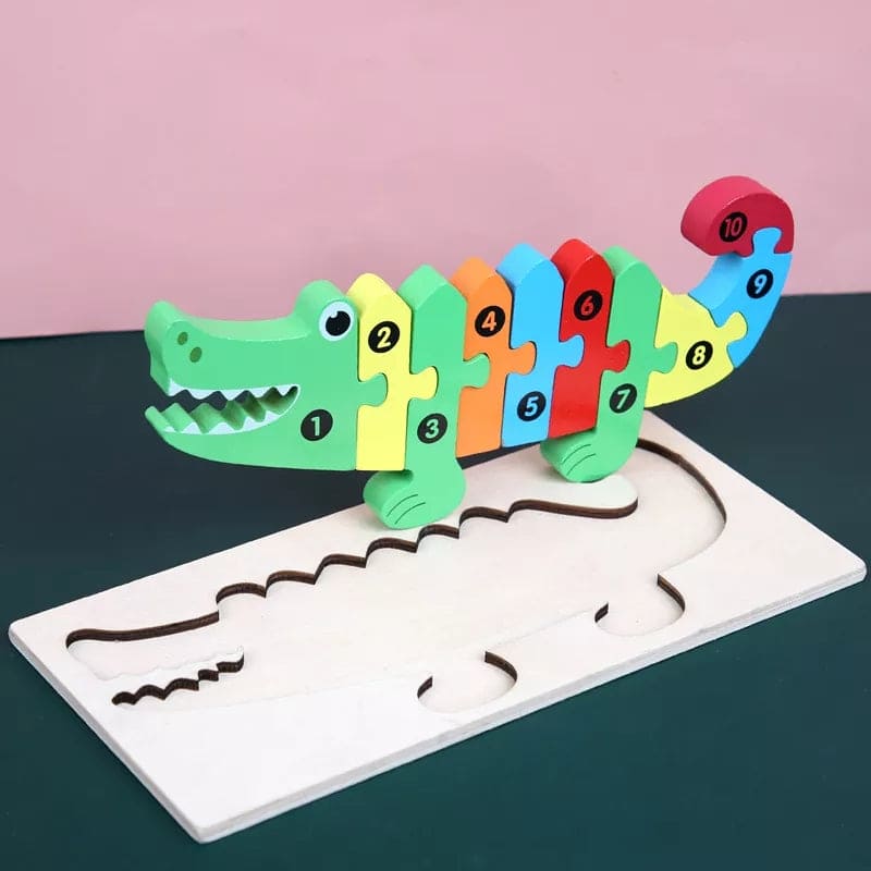 Cute Wooden Dinosaur Jigsaw Puzzle Game For Kids, 3d Puzzle Wooden Toy For Children, Kids Early Education Dinosaur Building Blocks