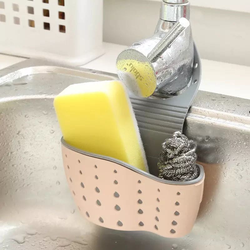 Adjustable Sink Soap Sponge Holder, Kitchen Hanging Drain Basket, Kitchen Sink Washing Storage Rack, Plastic Faucet Hanging Bag, Hanging Drain Rack Basket