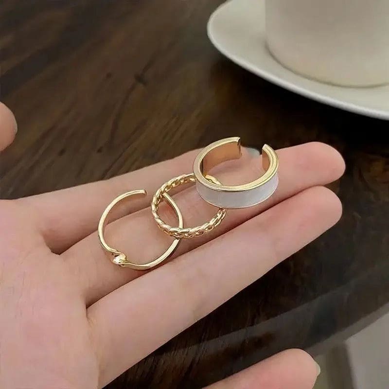 Creative Three Piece Opening Rings For Women, Hollow Round Opening Women Finger Ring, Hip Hop Cross Rings