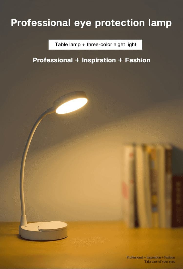 Portable Desktop Night Light Lamp With Ring Organizer, Desk Lamp With Pen & Phone Holder and Makeup Mirror, Portable Reading Table Lamp For Kids