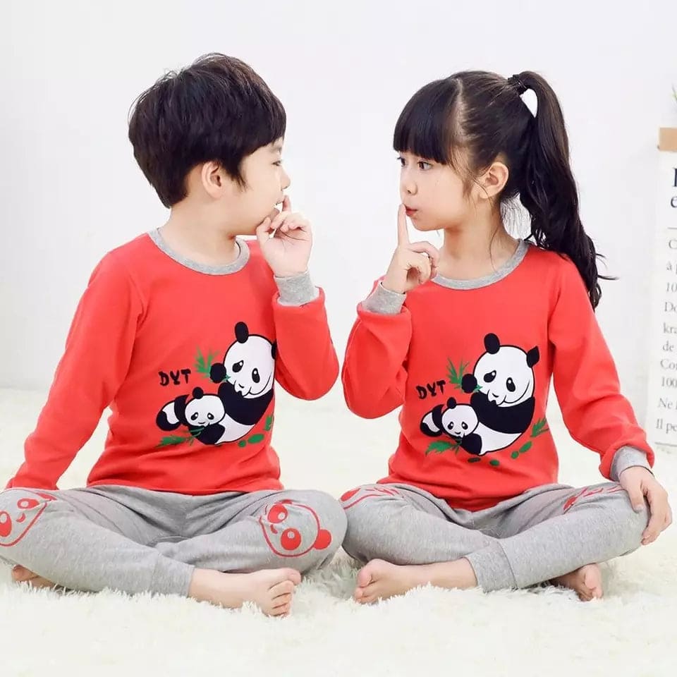 Cute Panda Kids Nightsuit, Simple Fashionable Boys And Girls Night Wear
