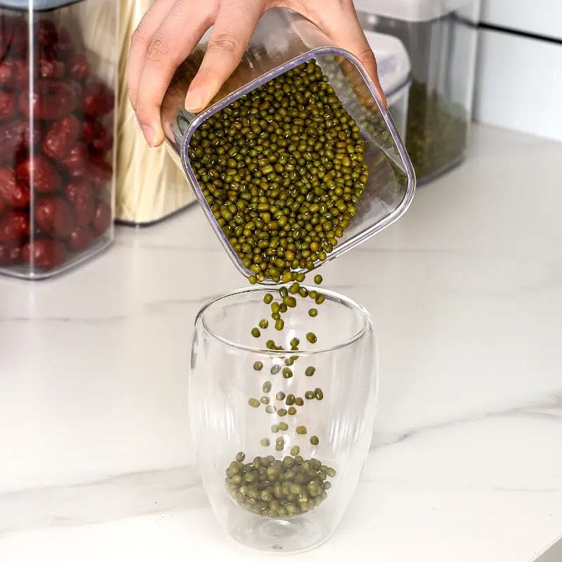 Set Of 3 Plastic Food Storage Container, Kitchen Organizer Jars Box, Transparent Sealed Cans Jars For Spices, Multi Capacity Grain Storage Box, Kitchen Snacks Dry Plastic Fresh Keeping Tank