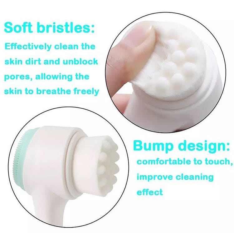 Jade Roller With Double Sided Cleansing Facial Brush Set, Jade Stone Facial Roller, Dual-Sided Face Massager, Facial Cleansing Brush
