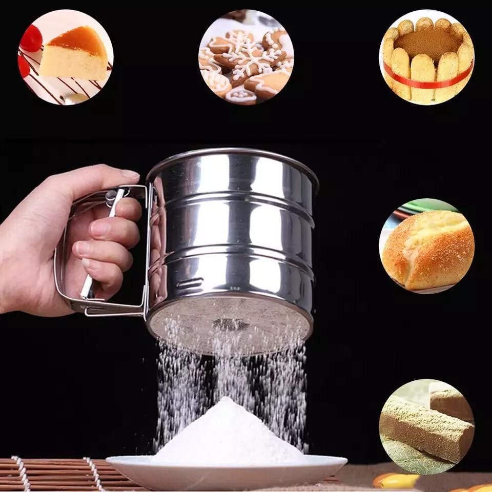 Stainless Steel Flour Sieve Cup, Sifter Cup, Baking Icing Sugar Shaking Strainer Mesh