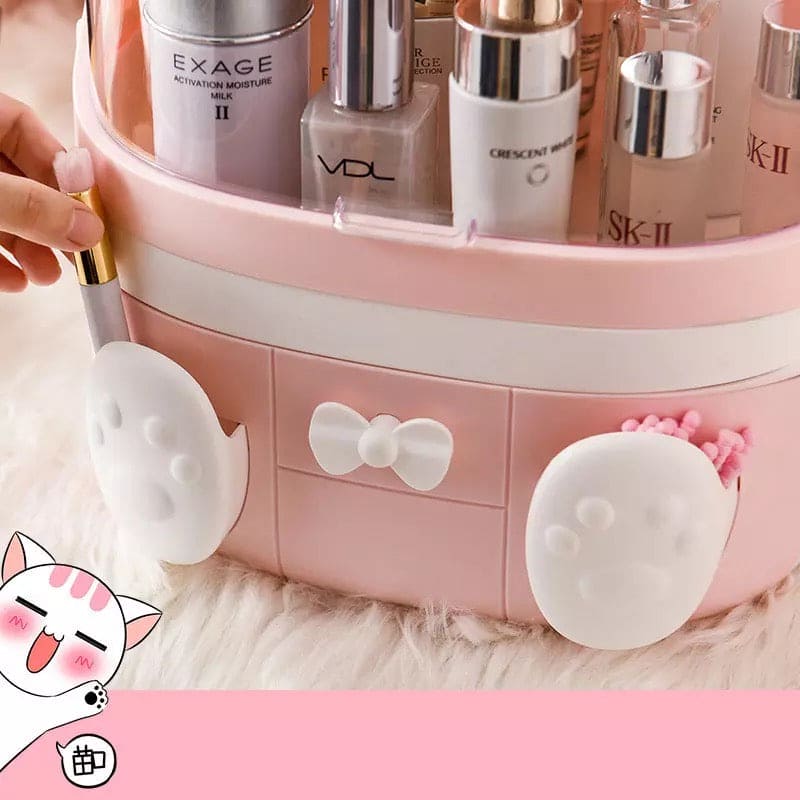 Lovely Cat Shape Transparent Makeup Organizer, Girl Beauty Organizer, Cute Cosmetic Storage Box