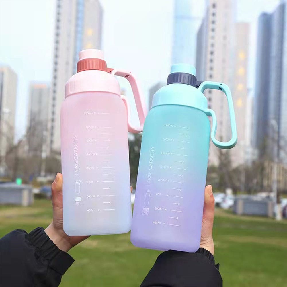 1.8L Rainbow Water Bottle, Motivational Water Bottle, Portable Large Capacity Water Dispenser Bottle, Sports Gradient Water Cup, Leakproof Reusable Water Bottle for Sports Fitness