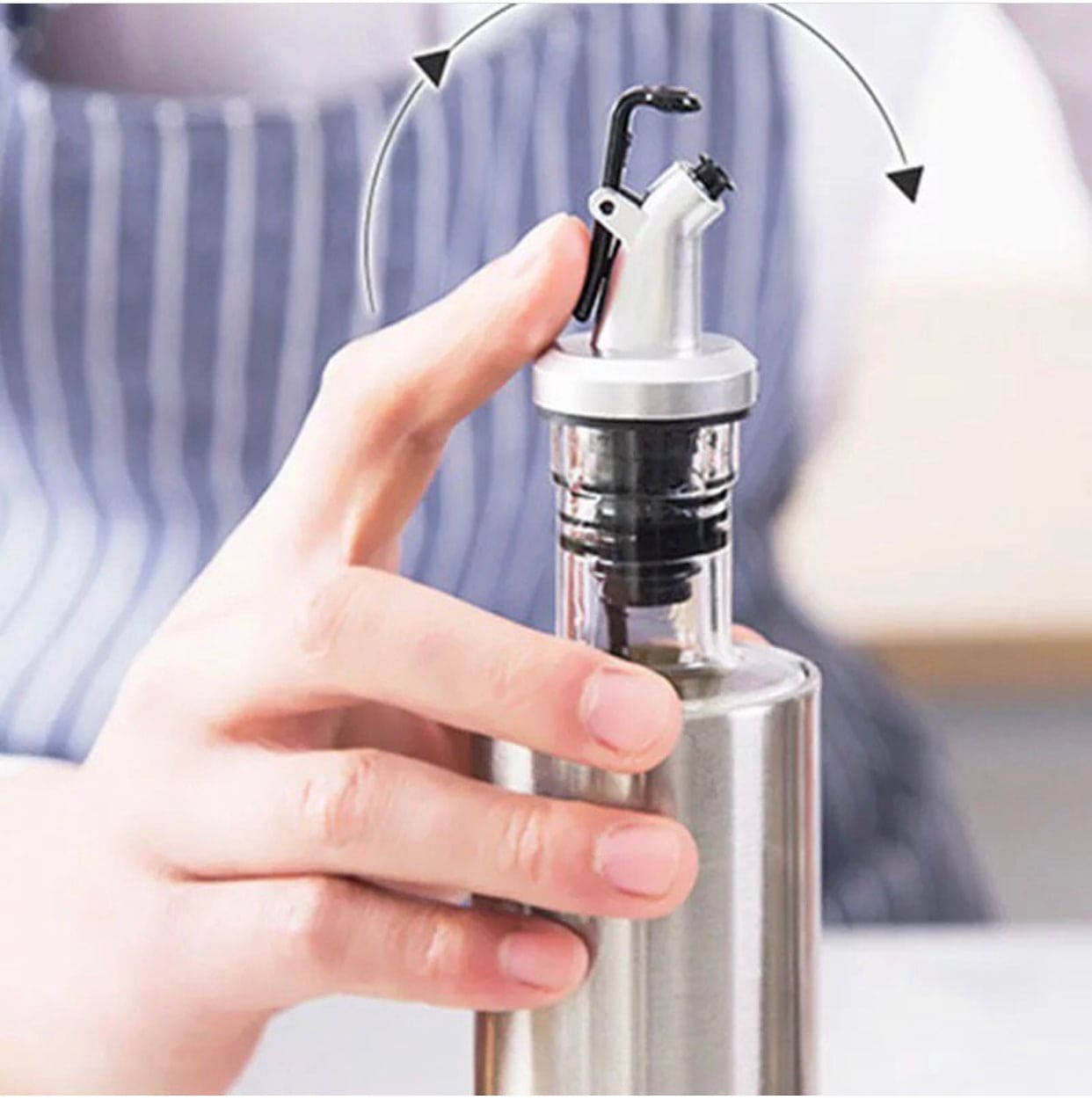 Glass Steel Oil Bottle, Leak Proof Soy Sauce Vinegar Dispenser, Kitchen Cooking Tool, Oil Pourer Bottle For Cooking, Large-capacity Automatically Open ABS Olive Oil Glass Bottle